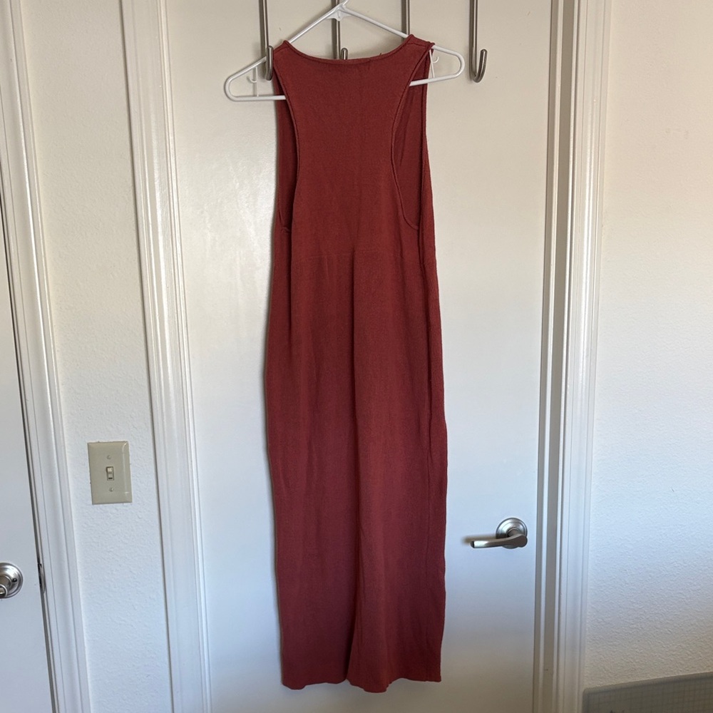 Free People Beach Bailey Knit Button-Front Midi Dress - Rust - Size XS - Picture 6 of 6